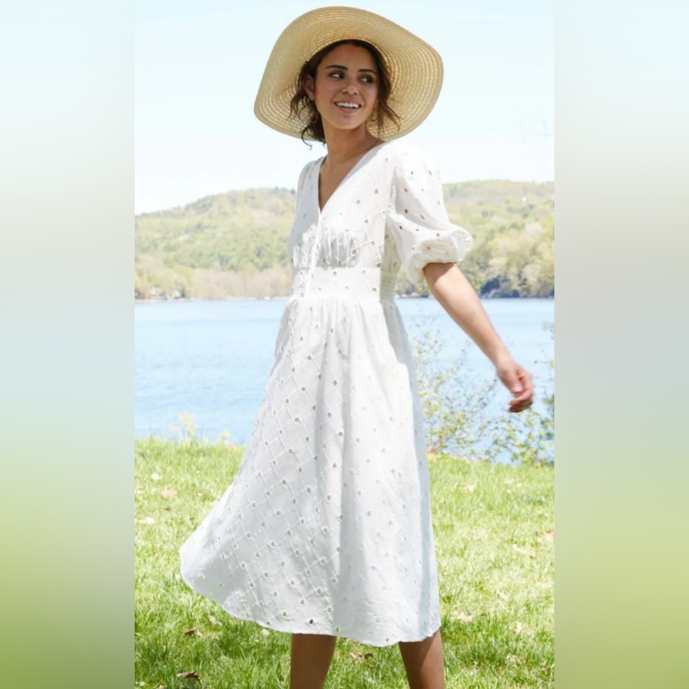 Black Eyelet Midi Dress - Picture 7 of 8